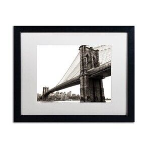 Brooklyn Bridge Wall Art 16x20 Black Frame White Matte CATeyes City Print Decor